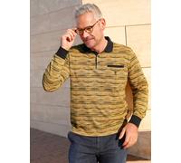 Poloshirt HAJO "Langarm-Poloshirt", Herren, Gr. 64/66, gelb (ocker, meliert), 62% Baumwolle, 38% Polyester, gemustert, gestreift, unifarben, Shirts (58255538-64) ocker, meliert