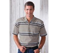 Poloshirt HAJO "Poloshirt", Herren, Gr. 44/46, beige, 62% Baumwolle, 38% Polyester, gemustert, gestreift, ohne Ausschnitt, Shirts (234113-44) beige