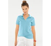 Poloshirt HEINE "Poloshirt", Damen, Gr. 38, blau (türkis), 95% Baumwolle, 5% Elasthan, unifarben, Shirts (29804806-38) türkis