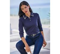 Poloshirt HEINE "Shirt", Damen, Gr. 38, blau (marine), 95% Baumwolle, 5% Elasthan, unifarben, Shirts (35312946-38) marine