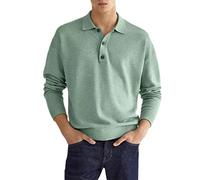 Poloshirt Herren Einfarbig Slim Fit Revers Causal Shirt Herren Einfachheit Jugend Baseball Sportshirt Herren Komfortabel All-Match Knopfleiste Langarm Shirt Herren G-Green S