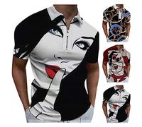 Poloshirt Herren Kurzarm Drucken Basic Golf T-Shirt Polohemd Sommer Slim Fit Kurzarm T Shirt Sommer Tshirt Sport Outdoor Poloshirt mit Reißverschluss T-Shirt Sommer