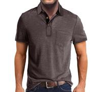 Poloshirt Herren Kurzarm Herren Hemden Kurzarm Tennis Poloshirt Golf T Shirt Sport Große Größen Hemd Poloshirts Trachten mit Brusttasche Polohemd Polohemden Männer Mode Sommer Kaffee L