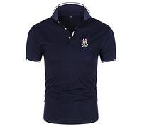 Poloshirt Herren Kurzarm Herren T Shirts Männer Golf Sports Hemd Herren Kurzarm Stickerei T-Shirt Sommer Täglicher Verschleiß Business B-Navy 3XL
