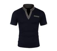 Poloshirt Herren Kurzarm Sommer Tennis Golf Polo Shirt mit Knöpfen Colour Block Kragen Shirt Polohemd Casual Pullover Männer Business T Shirts Regular Fit Hemd Einfarbige