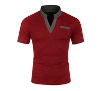 Poloshirt Herren Kurzarm Sommer Tennis Golf Polo Shirt mit Knöpfen Colour Block Kragen Shirt Polohemd Casual Pullover Männer Business T Shirts Regular Fit Hemd Einfarbige