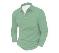 Poloshirt Herren Langarm Shirt Basic Langarmshirt mit Knopfleiste Golf Longsleeve Polohemd Leichte Sommershirt Regular Fit Polo Shirt Freizeit Longshirt Baumwolle Sweatshirt Einfarbige Oberteile