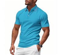 Poloshirt Herren Leichte Komfortabel Atmungsaktiv Kurzarm Mode Sport Casual T-Shirt Urban Klassisch Business Shirt V-Blue XXL
