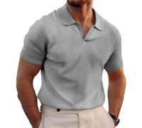 Poloshirt Herren Persönlichkeit Trend Casual T-Shirt Herren Klassisch Komfortabel Business All-Match Tops Herren Jugend Vintage Mode Kurzarm Herren L-Grey XL