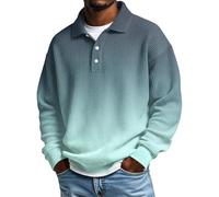 Poloshirt Herren,polohemd, Langarmhemden, Button-Down-Kragen, lässiges, lockeres Schnittmuster, mittelschweres, strukturiertes Strickoberteil Hemden Sportlich (Mint Green, XXXXL)