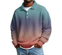 Poloshirt Herren Poloshirt Langarmhemden Button-Down-Kragen Lässiges Lockeres Schnittmuster Mittelschweres Strukturiertes Strickoberteil Schwarzes Kurzarm Hemd (Mint Green XL)