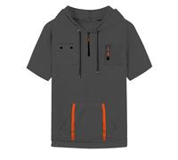 Poloshirt Herren Schwarz Lockere 1/4 Reisverschluss V-Ausschnitt Laufshirt Slim Fit Shirt Herren Reisverschlusstaschen T-Shirts Hoodie Casual Fahrrad Shirt Kurzarm Streetwear（3-Dark Gray，3XL）