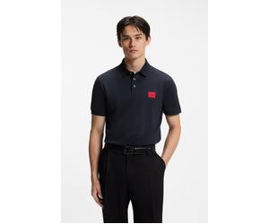 Poloshirt HUGO "Dereso", Herren, Gr. L, schwarz (dunkelblau405), Jersey, Obermaterial: 100% Baumwolle, unifarben, slim fit normal, Rundhals, Bündchen, Shirts, Slim Fit, Kurzarm, HUGO Weblabel (5085466