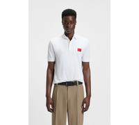 HUGO Herren Polo-Shirt DERESO222 Piqué Baumwolle Kurzarm Knopfleiste Logo Weiß M