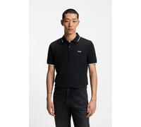 Poloshirt HUGO "Dinoso", Herren, Gr. XL, schwarz002, Piqué, Obermaterial: 93% Baumwolle, 7% Elasthan, unifarben, slim fit normal, Rundhals, Bündchen, Shirts, Kragen mit kontrastfarbigem Streifen, Slim