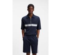 HUGO Poloshirt aus Stretch-Baumwolle mit Logo-Tape - Style NAUTIX ZIP POLO, 50566157 Dunkelblau XL