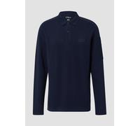 Langarm-Poloshirt S.OLIVER, Herren, Gr. M, navy, Jersey, Obermaterial: 96% Baumwolle, 4% Elasthan, unifarben, regular fit normal, ohne Ausschnitt, Raglanärmel, Shirts, mit Logo Stickerei (62110016-M) 