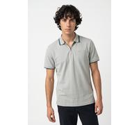 Poloshirt JACK & JONES "JCOFUSION BRANDING POLO ZIP SS", Herren, Gr. S, grau (aqua gray), Jersey, Obermaterial: 52% Baumwolle, 44% Polyester, 4% Elasthan, unifarben, regular fit normal, ohne Ausschnit