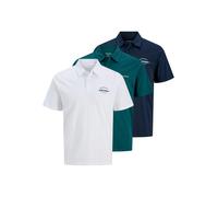 Poloshirt JACK & JONES "JJBRANDON POLO SS 3PK MP", Herren, Gr. L, hellweiß pack:hellweiß, atlantic deep, navy blazer, Jersey, Obermaterial: 100% Baumwolle, unifarben, regular fit, Shirts (76723629-L)