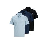 Poloshirt JACK & JONES "JJBRANDON POLO SS 3PK MP", Herren, Gr. L, navy blazer pack:navy blazer, celestial blau, schwarz, Jersey, Obermaterial: 100% Baumwolle, unifarben, regular fit, Shirts (21390902-