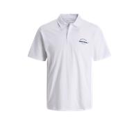 Poloshirt JACK & JONES "JJBRANDON POLO SS", Herren, Gr. S, hellweiß, Jersey, Obermaterial: 100% Baumwolle, bedruckt, regular fit, Shirts (88906705-S) hellweiß