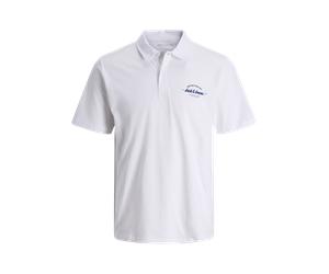 Poloshirt JACK & JONES "JJBRANDON POLO SS", Herren, Gr. XL, hellweiß, Jersey, Obermaterial: 100% Baumwolle, bedruckt, regular fit, Shirts (88906705-XL) hellweiß