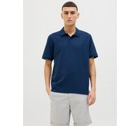 Poloshirt JACK & JONES "JJEAUSTIN POLO SS NOOS", Herren, Gr. M, navy blazer detail:classic, Jersey, Obermaterial: 58% Polyester, 40% Baumwolle, 2% Elasthan, unifarben, modisch, regular fit taillenbede