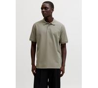 Poloshirt JACK & JONES "JJEAUSTIN POLO SS NOOS", Herren, Gr. M, vetiver detail:classic, Jersey, Obermaterial: 58% Polyester, 40% Baumwolle, 2% Elasthan, unifarben, regular fit normal, ohne Ausschnitt,