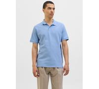 Poloshirt JACK & JONES "JJEAUSTIN POLO SS NOOS", Herren, Gr. XS, blau (chambray blau detail:classic), Jersey, Obermaterial: 58% Polyester, 40% Baumwolle, 2% Elasthan, unifarben, regular fit normal, oh