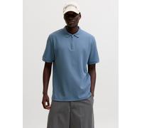 Poloshirt JACK & JONES "JJEAUSTIN ZIP POLO SS NOOS", Herren, Gr. S, blau (blau mirage detail:classic), Jersey, Obermaterial: 58% Polyester, 40% Baumwolle, 2% Elasthan, unifarben, regular fit normal, S