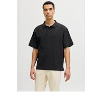 Poloshirt JACK & JONES "JJEHARRISON STRUCTURE POLO SS LN", Herren, Gr. M, schwarz, Jersey, Obermaterial: 100% Baumwolle, unifarben, Shirts, mit Polokragen (57096725-M) schwarz