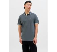 Poloshirt JACK & JONES "JJEPAULOS POLO SS NOOS", Herren, Gr. M, stormy weather detail:play, Jersey, Obermaterial: 100% Baumwolle, unifarben, slim fit normal, Rundhals, Shirts, Baumwolle, slim fit (424