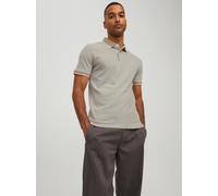 Poloshirt JACK & JONES "JJEPAULOS Poloshirt mit klassischem Kragen und figurbetonter Form", Herren, Gr. L, beige, Piqué, Obermaterial: 100% Baumwolle, unifarben mit Farbeinsatz, schmal normal, Rundhal