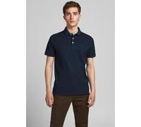 Poloshirt JACK & JONES "JJEPAULOS Poloshirt mit klassischem Kragen und figurbetonter Form", Herren, Gr. L, blau (schwarz, navy), Piqué, Obermaterial: 100% Baumwolle, unifarben mit Farbeinsatz, schmal