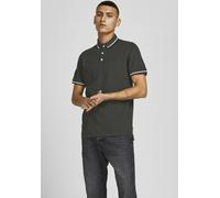Poloshirt JACK & JONES "JJEPAULOS Poloshirt mit klassischem Kragen und figurbetonter Form", Herren, Gr. XL, grün (moosgrün), Piqué, Obermaterial: 100% Baumwolle, unifarben mit Farbeinsatz, schmal, Shi