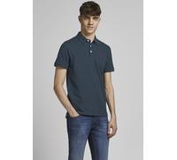 Poloshirt JACK & JONES "JJEPAULOS Poloshirt mit klassischem Kragen und figurbetonter Form", Herren, Gr. XS, blau, Piqué, Obermaterial: 100% Baumwolle, unifarben mit Farbeinsatz, schmal, Shirts Poloshi