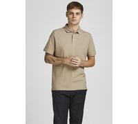 Poloshirt JACK & JONES "JJEPAULOS Poloshirt mit klassischem Kragen und figurbetonter Form", Herren, Gr. XS, beige, Piqué, Obermaterial: 100% Baumwolle, unifarben mit Farbeinsatz, schmal, Shirts Polosh