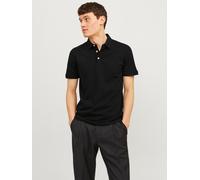 Poloshirt JACK & JONES "JJEPAULOS Poloshirt mit klassischem Kragen und figurbetonter Form", Herren, Gr. XXL, schwarz, Piqué, Obermaterial: 100% Baumwolle, unifarben mit Farbeinsatz, schmal, Shirts, Lo