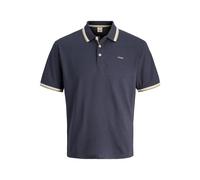 Poloshirt JACK & JONES "JPRBLUALVES SS POLO SN", Herren, Gr. L, graphite detail:schwarz navy melange, Jersey, Obermaterial: 50% Baumwolle, 50% Polyester, meliert, regular fit normal, ohne Ausschnitt, 