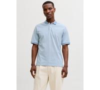 Poloshirt JACK & JONES "JPRBLUALVES SS POLO SN", Herren, Gr. M, ashley blau detail:melange, Jersey, Obermaterial: 50% Baumwolle, 50% Polyester, meliert, regular fit normal, ohne Ausschnitt, angesetzte
