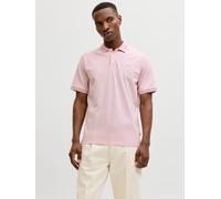 Poloshirt JACK & JONES "JPRBLUALVES SS POLO SN", Herren, Gr. S, pink nectar detail:melange, Jersey, Obermaterial: 50% Baumwolle, 50% Polyester, meliert, regular fit normal, ohne Ausschnitt, angesetzte