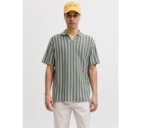 Poloshirt JACK & JONES "JPRBLUHARRY SS SPLIT NECK POLO SN", Herren, Gr. M, grün (laurel wreath stripes:weiß), Jersey, Obermaterial: 70% Baumwolle, 20% Polyester, 10% Viskose, gestreift, regular fit no