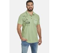 Poloshirt JAN VANDERSTORM "Poloshirt FJODOR", Herren, Gr. L, grün (hellgrün), casual, comfort fit normal, ohne Ausschnitt, Shirts, mit nordischem Aufdruck (71561953-L) hellgrün