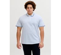 Poloshirt "JJEPAULOS POLO SS NOOS PLS", Herren, Gr. 3XL, blau (celestial blau detail:play), Piqué, Obermaterial: 100% Baumwolle, JACK & JONES PLUSSIZE, unifarben, regular fit normal, ohne Ausschnitt,