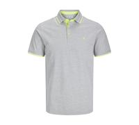 Poloshirt "JJEPAULOS POLO SS NOOS PLS", Herren, Gr. 5XL, grau (light grau melange detail:neon), Piqué, Obermaterial: 100% Baumwolle, JACK & JONES PLUSSIZE, unifarben, regular fit taillenbedeckt, ohne