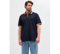 Poloshirt "JJEPAULOS POLO SS NOOS PLS", Herren, Gr. 5XL, schwarz (schwarz navy detail:neon), Piqué, Obermaterial: 100% Baumwolle, JACK & JONES PLUSSIZE, unifarben, regular fit taillenbedeckt, ohne Aus