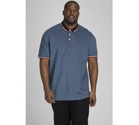 Poloshirt "JJEPAULOS POLO SS NOOS PLS", Herren, Gr. 6XL, blau (denim blau), Single Jersey, Obermaterial: 100% Baumwolle, JACK & JONES PLUSSIZE, unifarben, normal, Rundhals, Shirts (76287966-6XL) denim