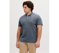 Poloshirt "JJEPAULOS POLO SS NOOS PLS", Herren, Gr. 6XL, blau mirage detail:play, Piqué, Obermaterial: 100% Baumwolle, JACK & JONES PLUSSIZE, unifarben, regular fit normal, ohne Ausschnitt, Shirts, Ba