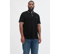 Poloshirt "JJEPAULOS POLO SS NOOS PLS", Herren, Gr. 6XL, schwarz, Piqué, Obermaterial: 100% Baumwolle, JACK & JONES PLUSSIZE, unifarben, regular fit taillenbedeckt, ohne Ausschnitt, Shirts, mit Logo S