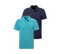 Poloshirt JOHN DEVIN, Herren, Gr. L (52/54), blau (türkis, navy), Piqué, Obermaterial: 100% Baumwolle, unifarben, Basic, regular fit normal, Rundhals, abgesteppte Kante, Shirts Shirt, mit dezenter- ho